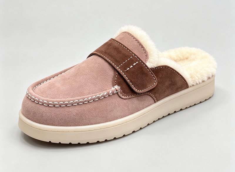Pink Velcro Sheepskin Slipper Sheepskin Boots